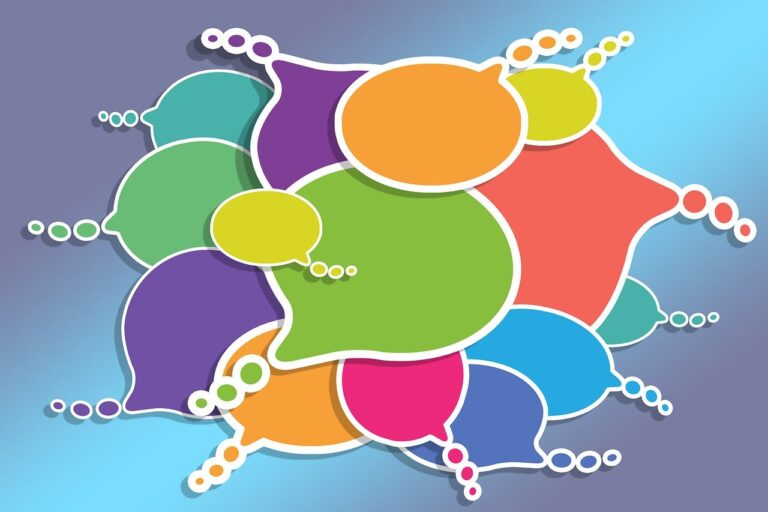 colorful speech bubbles layered on top of one another